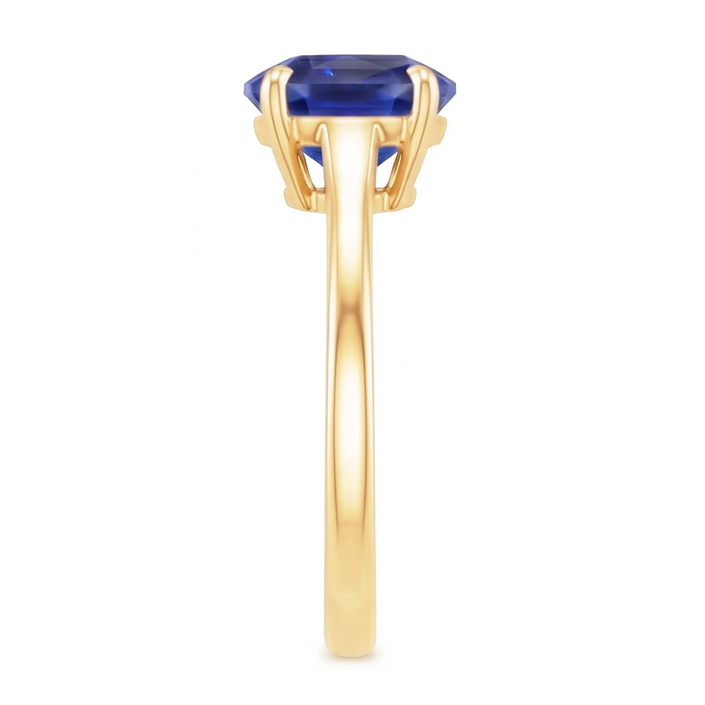 Yellow Gold Solitaire Ring Oval Sri Lankan Sapphire 3 Carats