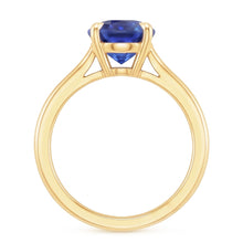 Yellow Gold Solitaire Ring Oval Sri Lankan Sapphire 3 Carats