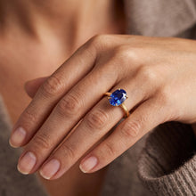 Yellow Gold Solitaire Ring Oval Sri Lankan Sapphire 3 Carats