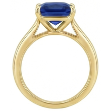 Yellow Gold Solitaire Ring Princess Blue Sapphire Gemstone 5 Carats