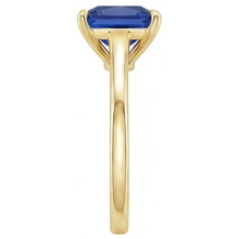 Yellow Gold Solitaire Ring Princess Blue Sapphire Gemstone 5 Carats