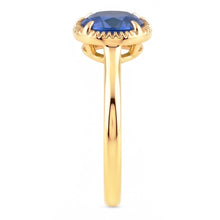 Yellow Gold Solitaire Ring Prong Set Blue Sapphire 1.50 Carats