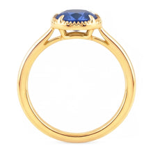 Yellow Gold Solitaire Ring Prong Set Blue Sapphire 1.50 Carats