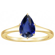 Yellow Gold Solitaire Ring Teardrop Style Ceylon Sapphire 2.50 Carats