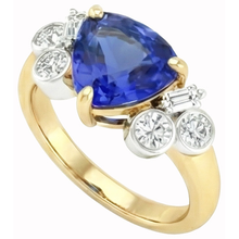 Yellow Gold Trillion Cut Sri Lanka Sapphire Natural Earth Mined DIAMOND ( NOT LAB GROWN )s 6.11 Ct. Ring