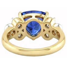 Yellow Gold Trillion Cut Sri Lanka Sapphire Natural Earth Mined DIAMOND ( NOT LAB GROWN )s 6.11 Ct. Ring