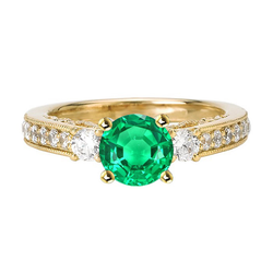 Genuine Fine Emerald Gemstone Ring – 14K Yellow Gold 2 ct