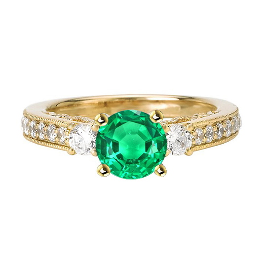 Gemstone Ring 14K Yellow Gold with Fine Emerald – main view