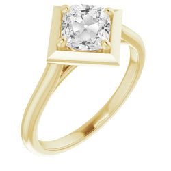 14 Karat Yellow Gold Old Mine Cut Brilliant Diamond Single Stone
