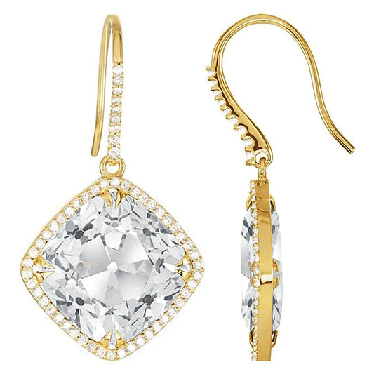 Authentic Fine Diamond Drop Earrings 11.50 ct 14K Yellow Gold – front view