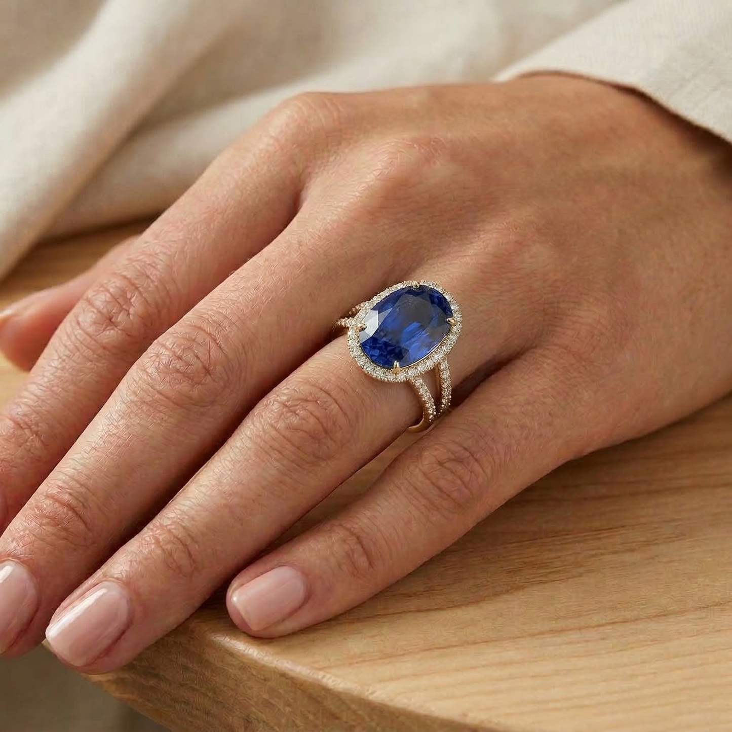 natural round sapphire 7ct ring with diamond accents