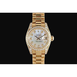 Yellow Gold Rolex Datejust Watch President Diamond Bezel Dial