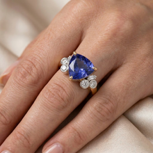 Yellow Gold Trillion Cut Sri Lanka Sapphire Natural Earth Mined DIAMOND ( NOT LAB GROWN )s 6.11 Ct. Ring