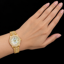 Yellow Gold Presidential Rolex 31 mm White Mother Of Pearl Diamond Dial Watch