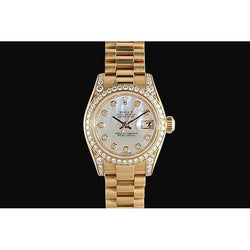 Yellow Gold Rolex Datejust Watch President Natural Earth Mined Diamond Bezel Dial