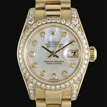 Yellow Gold Rolex Datejust Watch President Diamond Bezel Dial