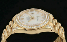 Yellow Gold Rolex Datejust Watch President Diamond Bezel Dial