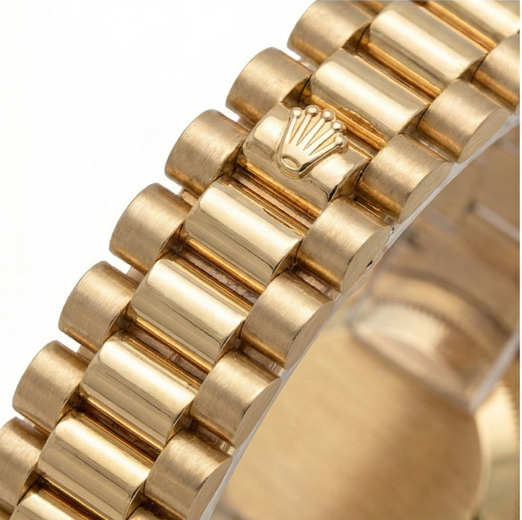 Yg President Style Rolex Date Just Watch Bezel Natural Earth Mined Diamond Dial Black