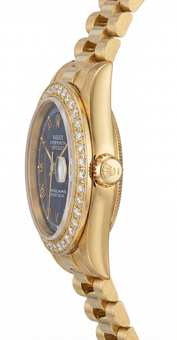 Yg Presidential Style Rolex Women Watch Date Just Blue Roman Dial