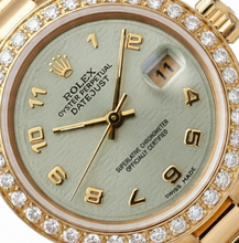 Yg Rolex Datejust President Style Watch Natural Earth Mined Diamond Bezel Arabic Dial