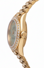 Yg Rolex Datejust President Style Watch Natural Earth Mined Diamond Bezel Arabic Dial