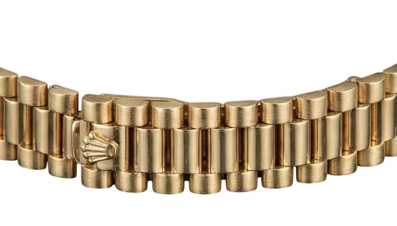 Yg Rolex Datejust President Style Watch Natural Earth Mined Diamond Bezel Arabic Dial