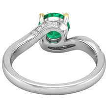 Genuine Fine Emerald Colored Stone Ring 2 ct Two-Tone 14K Gold – back view