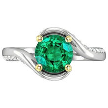 Colored Stone Ring Two-Tone 14K Gold with Fine Emerald – front view