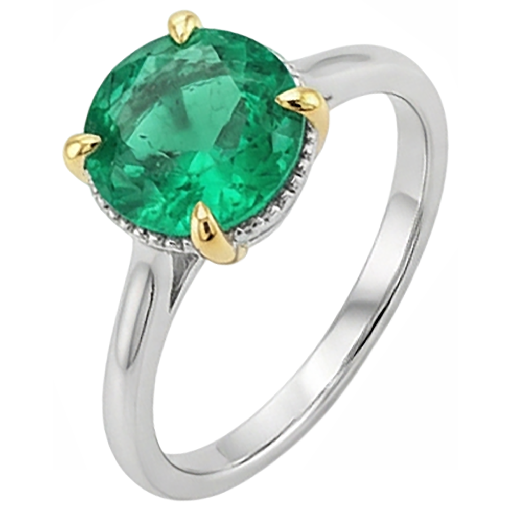 Handcrafted Fine Emerald Colored Stone Ring 2.50 ct – side view