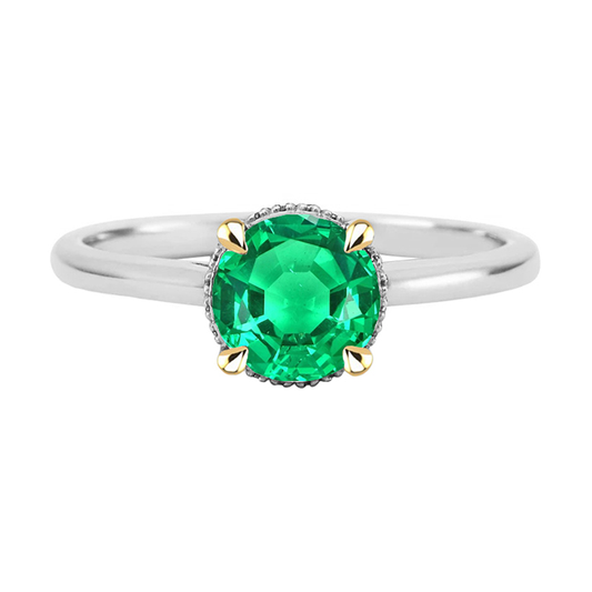 Colored Stone Ring 14K Two Tone Gold with Fine Emerald – main view