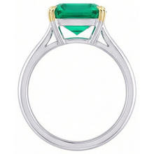 Fine Emerald Emerald Cut Colored Stone Ring in 14 Karat Two Tone Gold – profile view