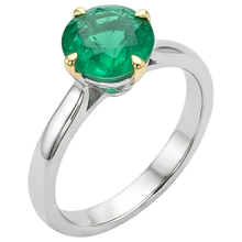 Round Brilliant Fine Emerald ring in 14 Karat Two Tone Gold – side view