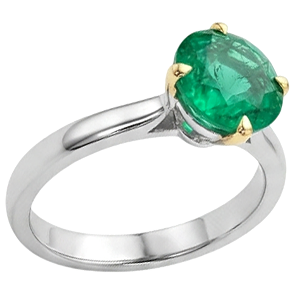 Authentic Fine Emerald Colored Stone Ring – profile view