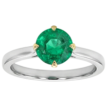 Colored Stone Ring 14 Karat Two Tone Gold with Fine Emerald – angle view