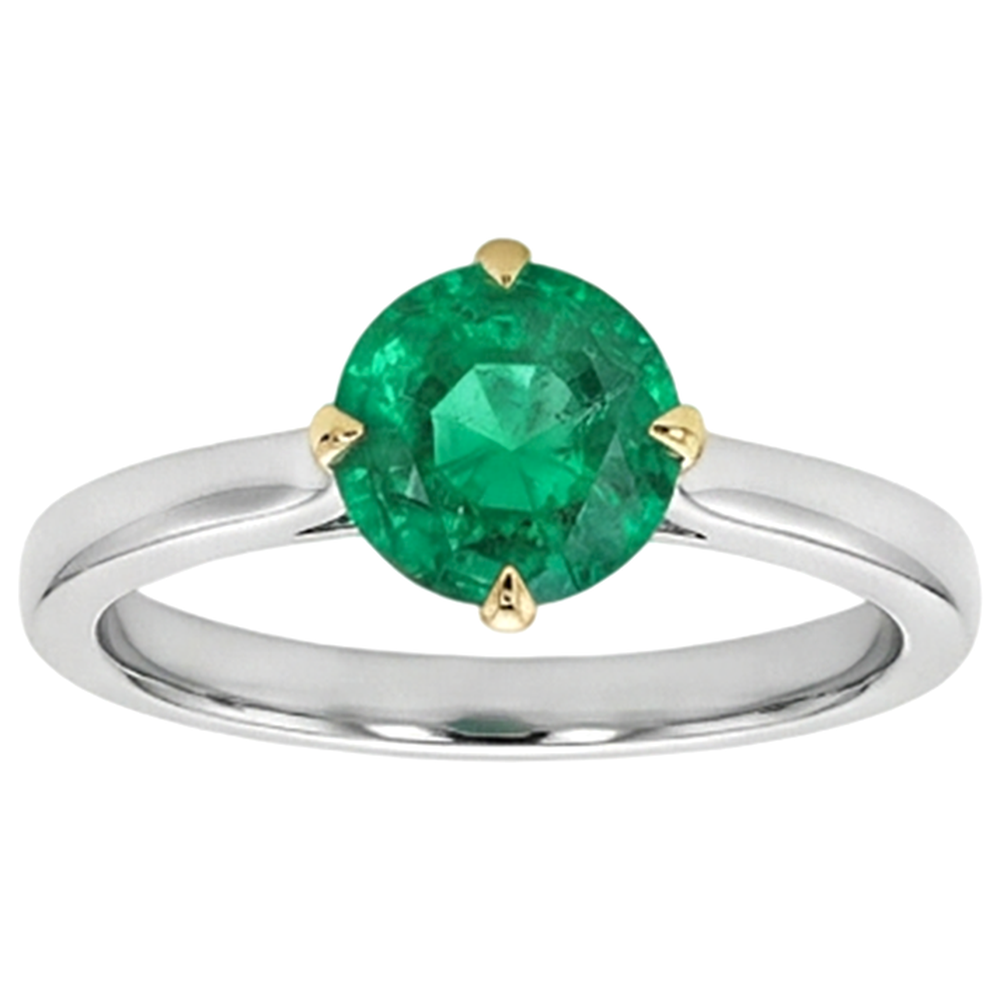 Colored Stone Ring 14 Karat Two Tone Gold with Fine Emerald – angle view