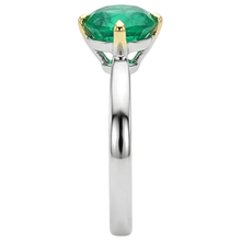 Round Brilliant Fine Emerald ring in 14 Karat Two Tone Gold – top view