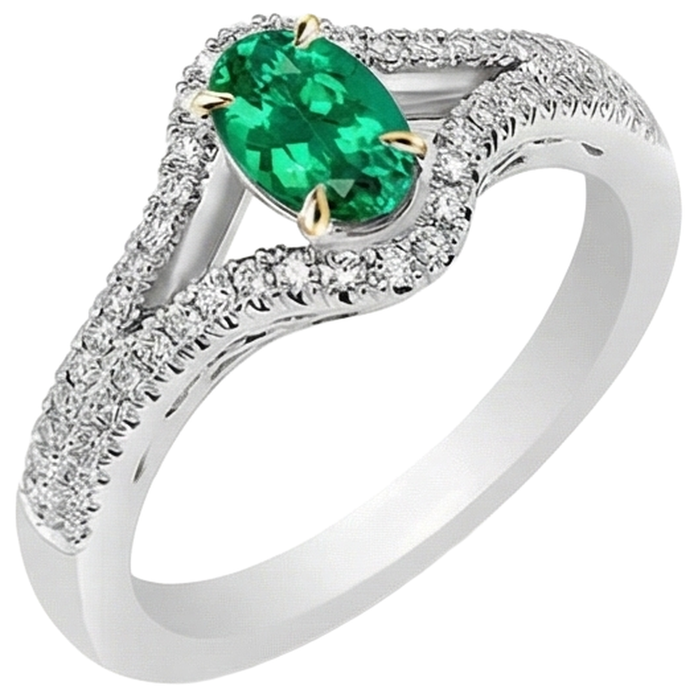 Premium Colombian Emerald Colored Stone Ring 1 ct – side view