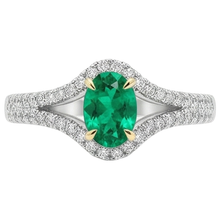 Colored Stone Ring Two-Tone 14K Gold with Colombian Emerald – angle view