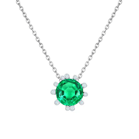 Colombian Emerald Precious Stone Pendant 1-ct 14K White Gold – main view