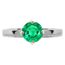Round Brilliant Fine Emerald ring in 14 Karat Two Tone Gold – main view