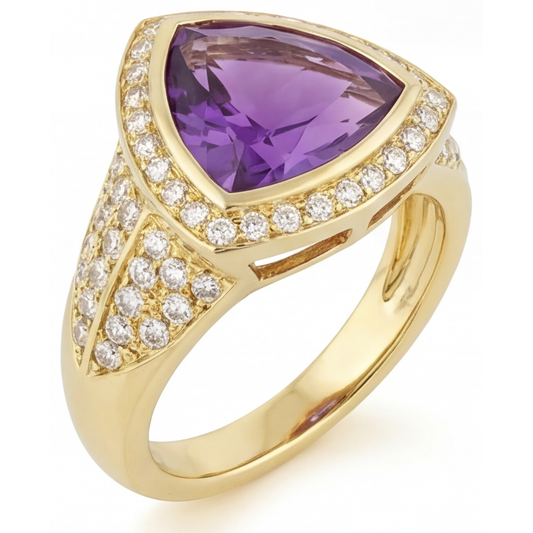 Earth-Mined Amethyst Colored Stone Ring 8 ct 14K Yellow Gold – front view