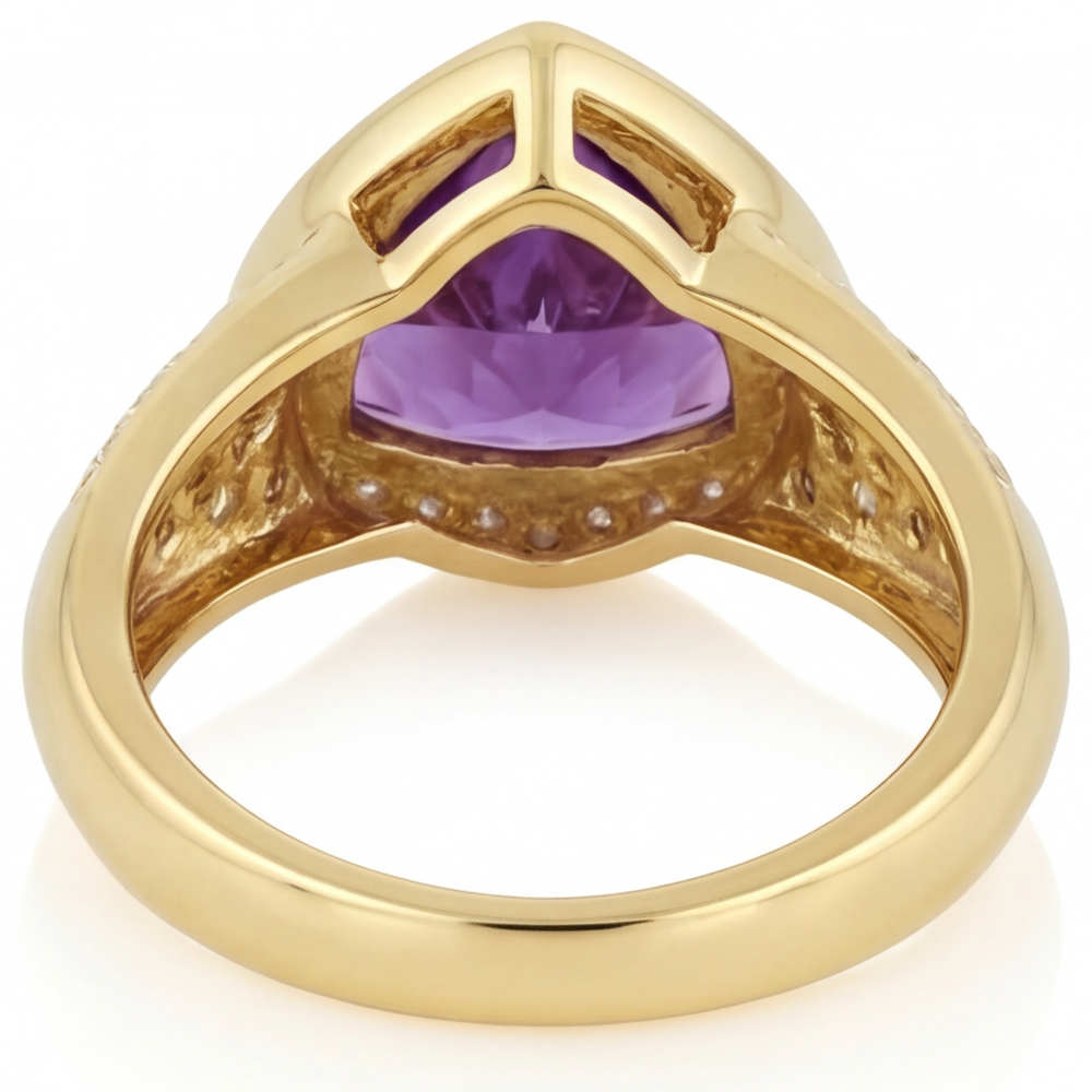 Colored Stone Ring 14K Yellow Gold with Amethyst – angle view