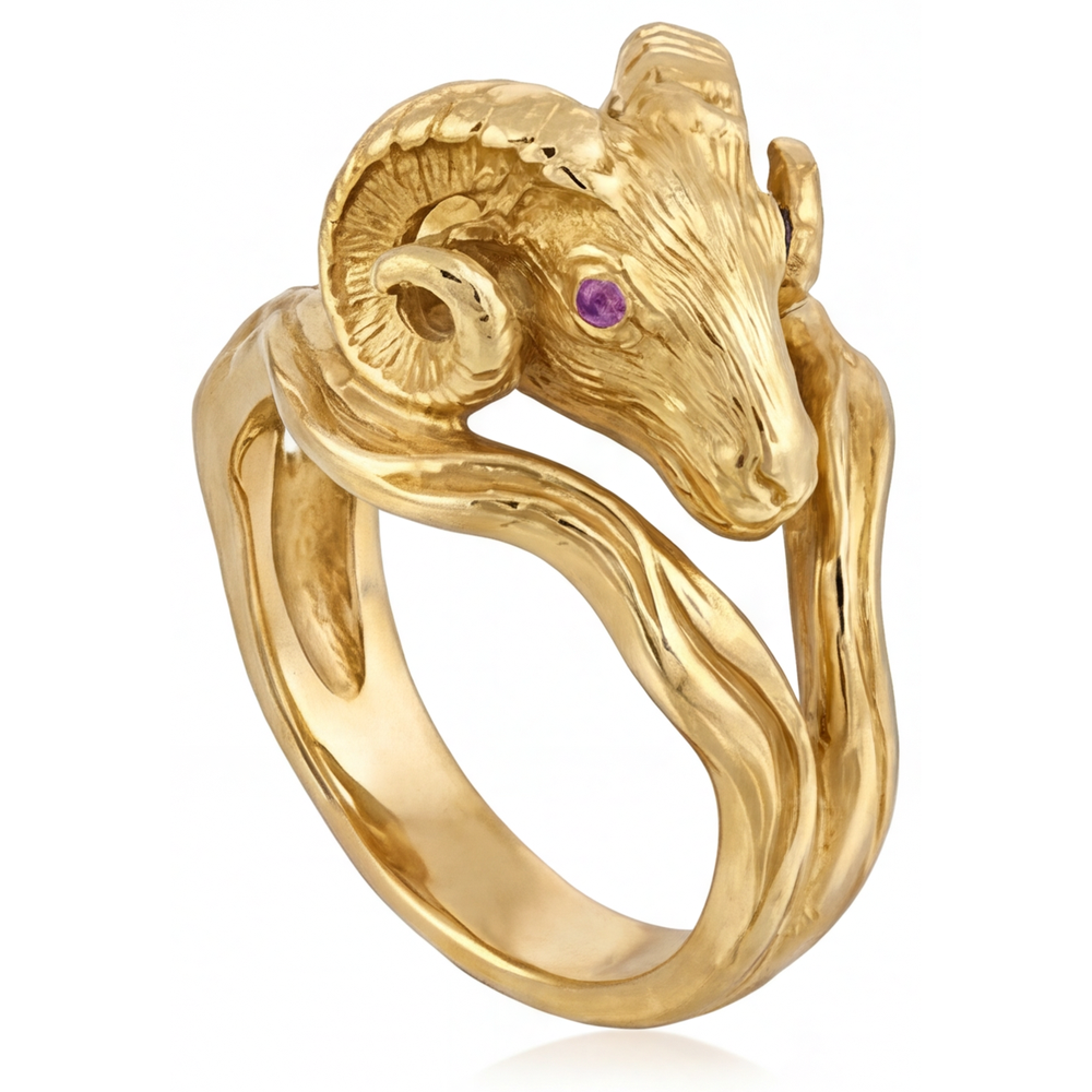 Amethyst Precious Stone Ring 0.10-ct 14K Yellow Gold – front view