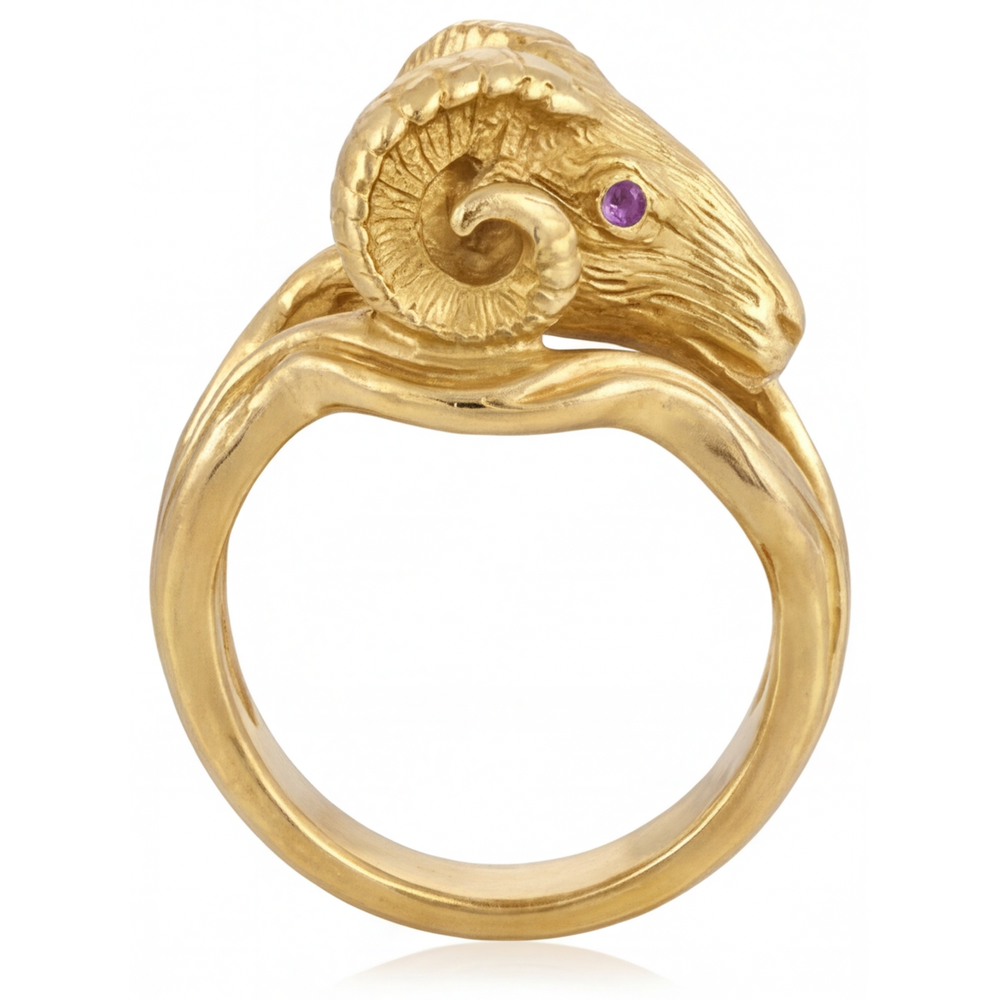 Natural Amethyst Precious Stone Ring – side view