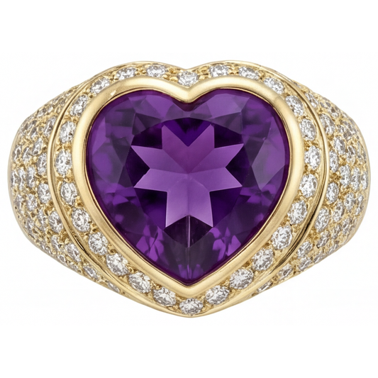 Precious Stone Ring 14 Karat Yellow Gold with Amethyst – main view