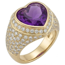 Amethyst Precious Stone Ring 10-ct 14 Karat Yellow Gold – front view