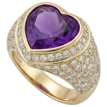 Authentic Amethyst Precious Stone Ring 10 ct 14 Karat Yellow Gold – side view
