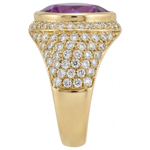 Amethyst Heart Shape Precious Stone Ring in 14 Karat Yellow Gold – profile view