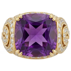 Amethyst VVS Clarity Precious Stone Ring 10 ct in 14K Yellow Gold