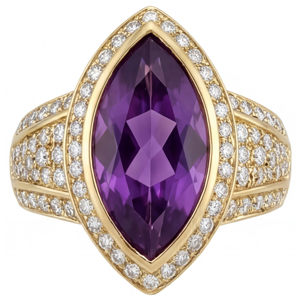 Earth-Mined Amethyst Precious Stone Ring – main view